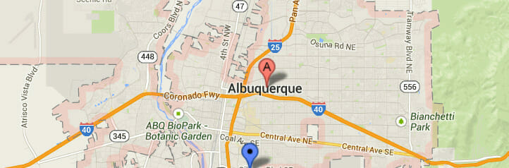 Map of Albuquerque, New Mexico Map of Albuquerque, New Mexico