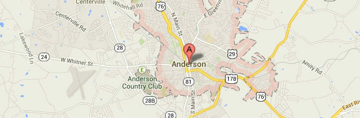 Map of Anderson, South Carolina Map of Anderson, South Carolina