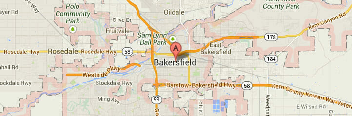 Map of Bakersfield, California Map of Bakersfield, California