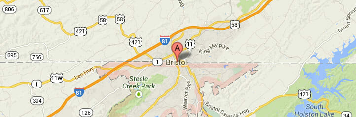 Map of Bristol, Tennessee Map of Bristol, Tennessee