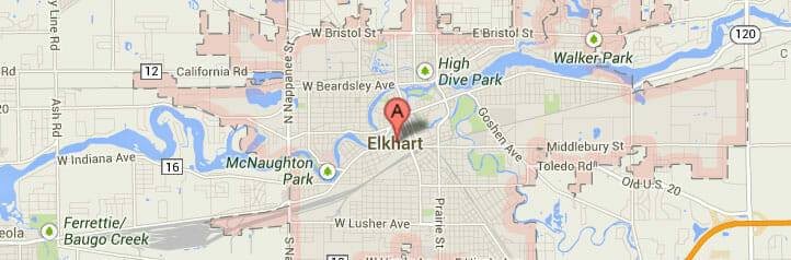 Map of Elkhart, Indiana