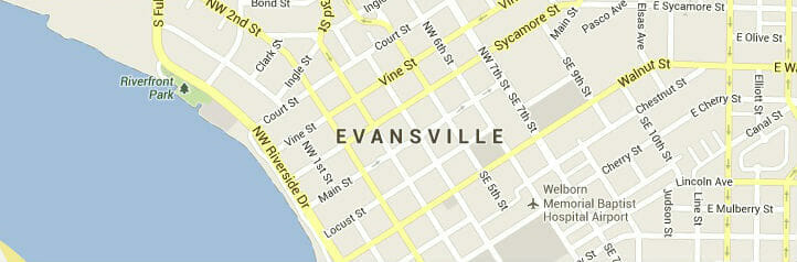 Map of Evansville, Indiana Map of Evansville, Indiana