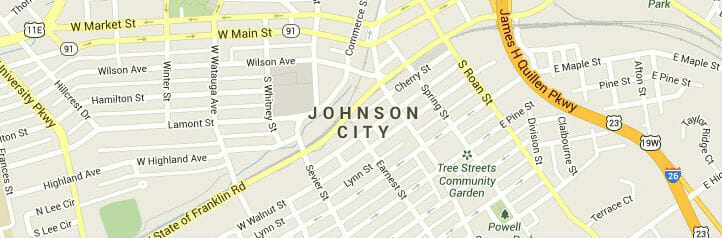 Map of Johnson City, Tennessee