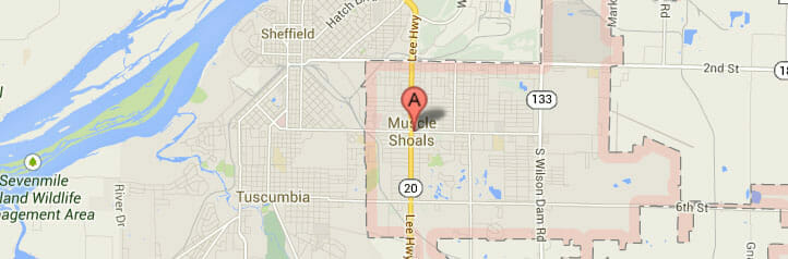 Map of Muscle Shoals, Alabama Map of Muscle Shoals, Alabama