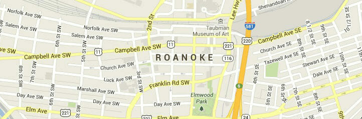 Map of Roanoke, Virginia Map of Roanoke, Virginia