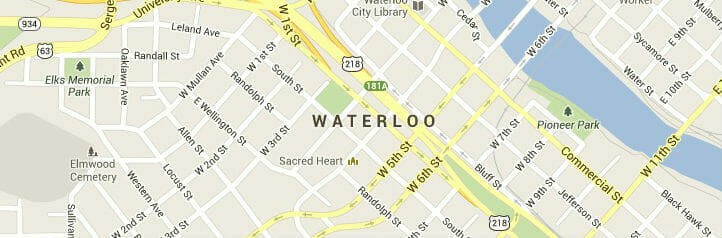 Map of Waterloo, Iowa Map of Waterloo, Iowa
