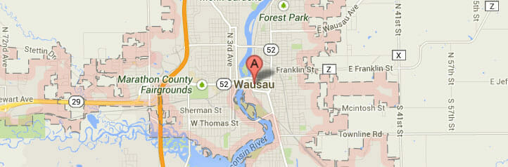 Map of Wausau, Wisconsin