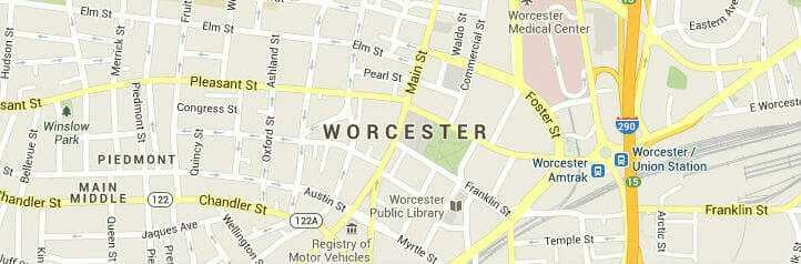 Map of Worcester, Massachusetts Map of Worcester, Massachusetts