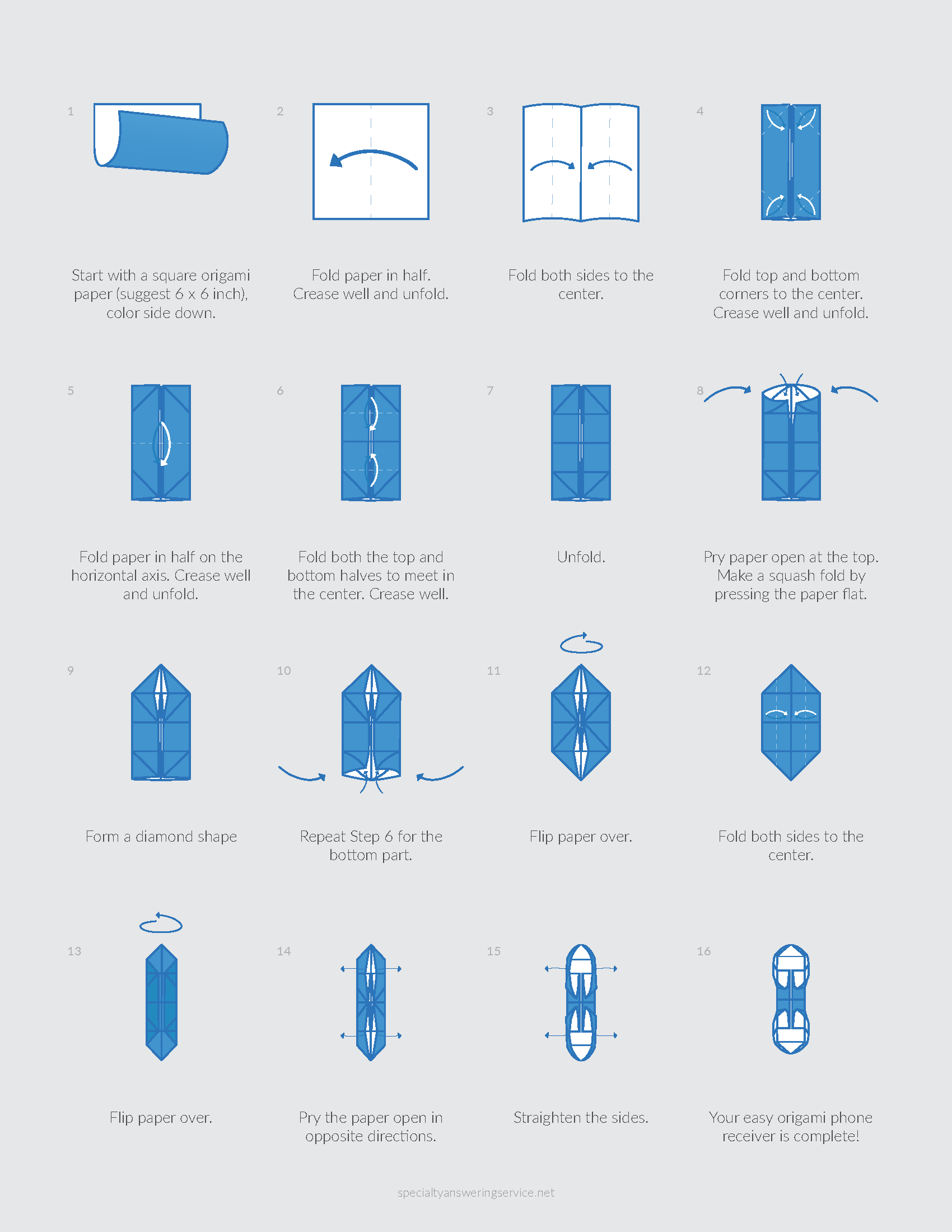 How To Make an Origami Telephone - Instructions Page 2