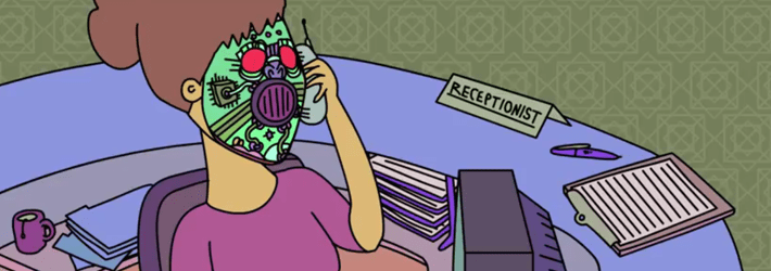 Robot Receptionist On Phone Robot Receptionist On Phone