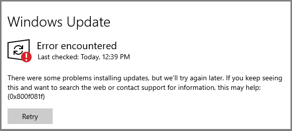 Windows update error