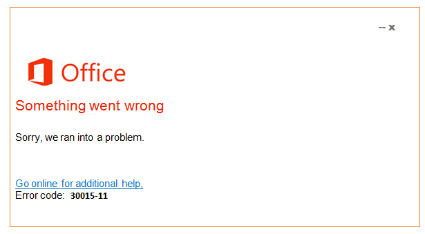 Microsoft Office 2019/2021/365 Error Code 30015 -11