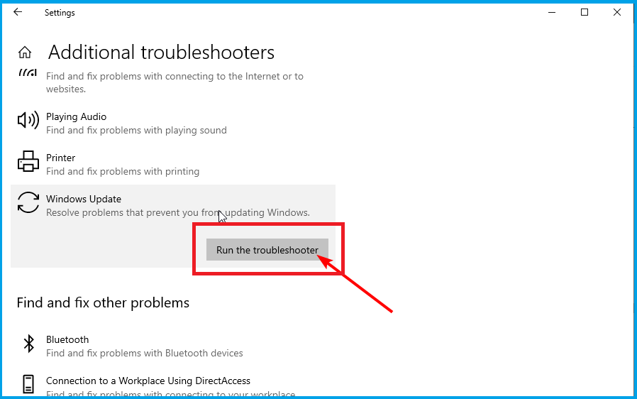 Windows Update troubleshooter