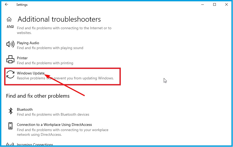 Windows Update troubleshooter